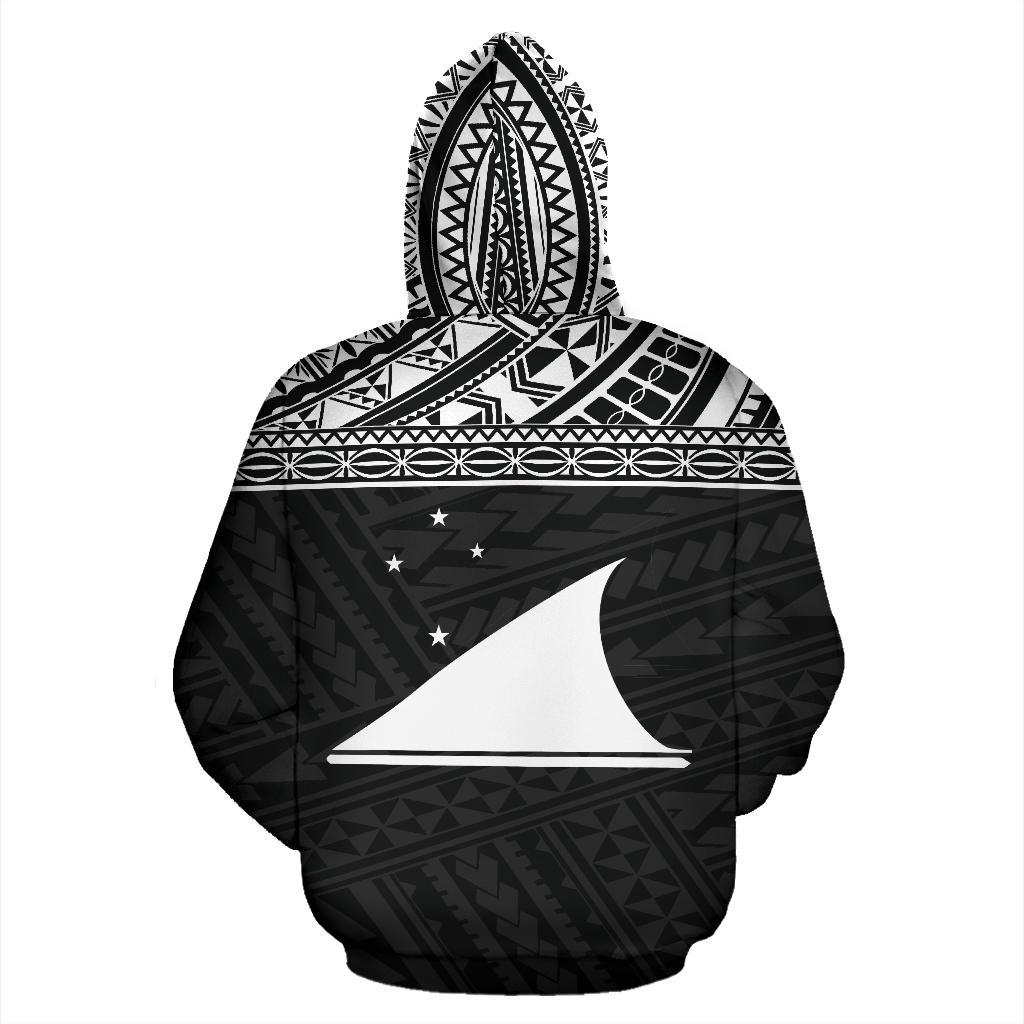 Tokelau Polynesian All Over Zip up Hoodie Black Horizontal - Polynesian Pride