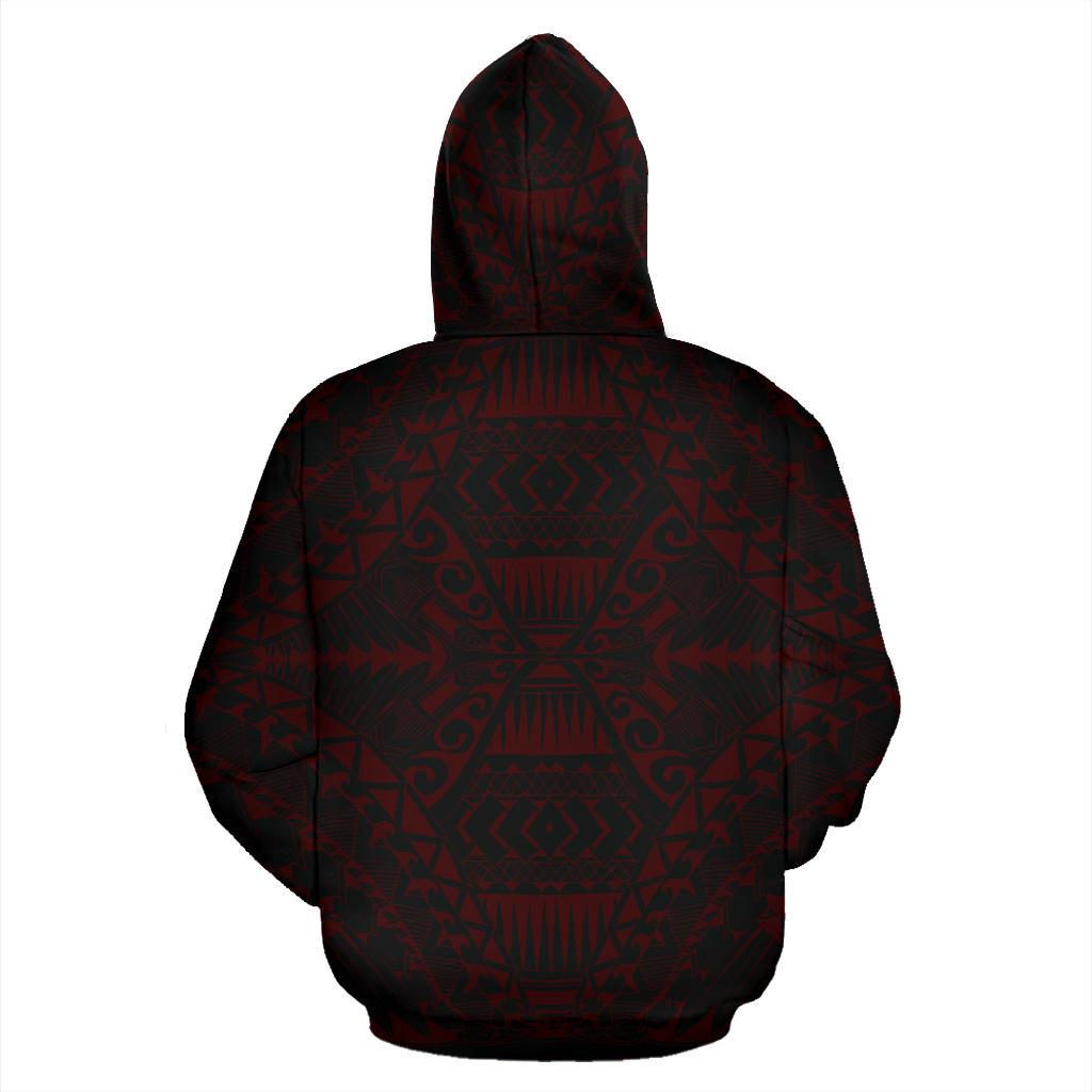 Hawaii Tattoo Zip up Hoodie Red - Polynesian Pride