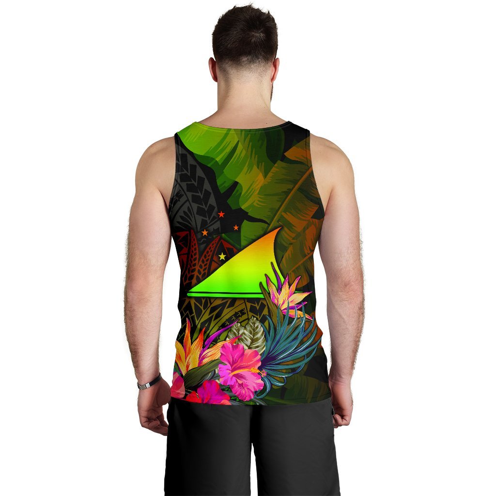 Tokelau Polynesian Men's Tank Top - Hibiscus and Banana Leaves - Polynesian Pride