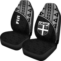 Fiji Tapa Car Seat Covers - Fiji Flag White Curve - Polynesian Pride