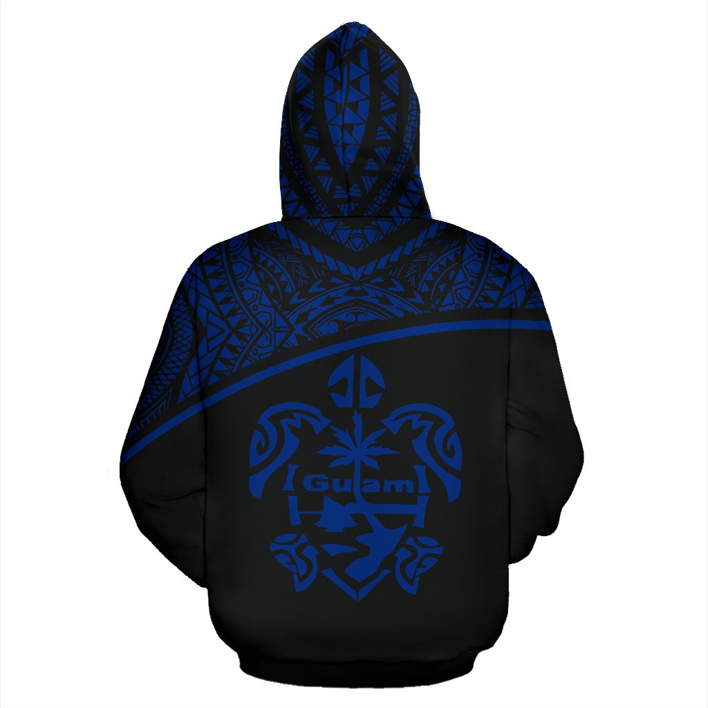 Guam All Over Hoodie Micronesian Curve Blue Style - Polynesian Pride