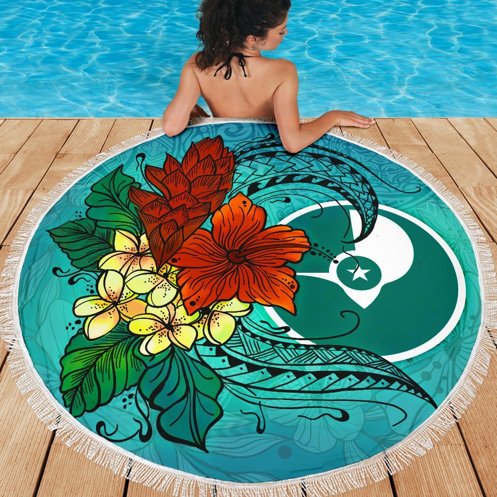 Yap State Beach Blanket - Tropical Flowers Style - Polynesian Pride
