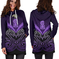 Maori Manaia New Zealand Hoodie Dress Purple - Polynesian Pride
