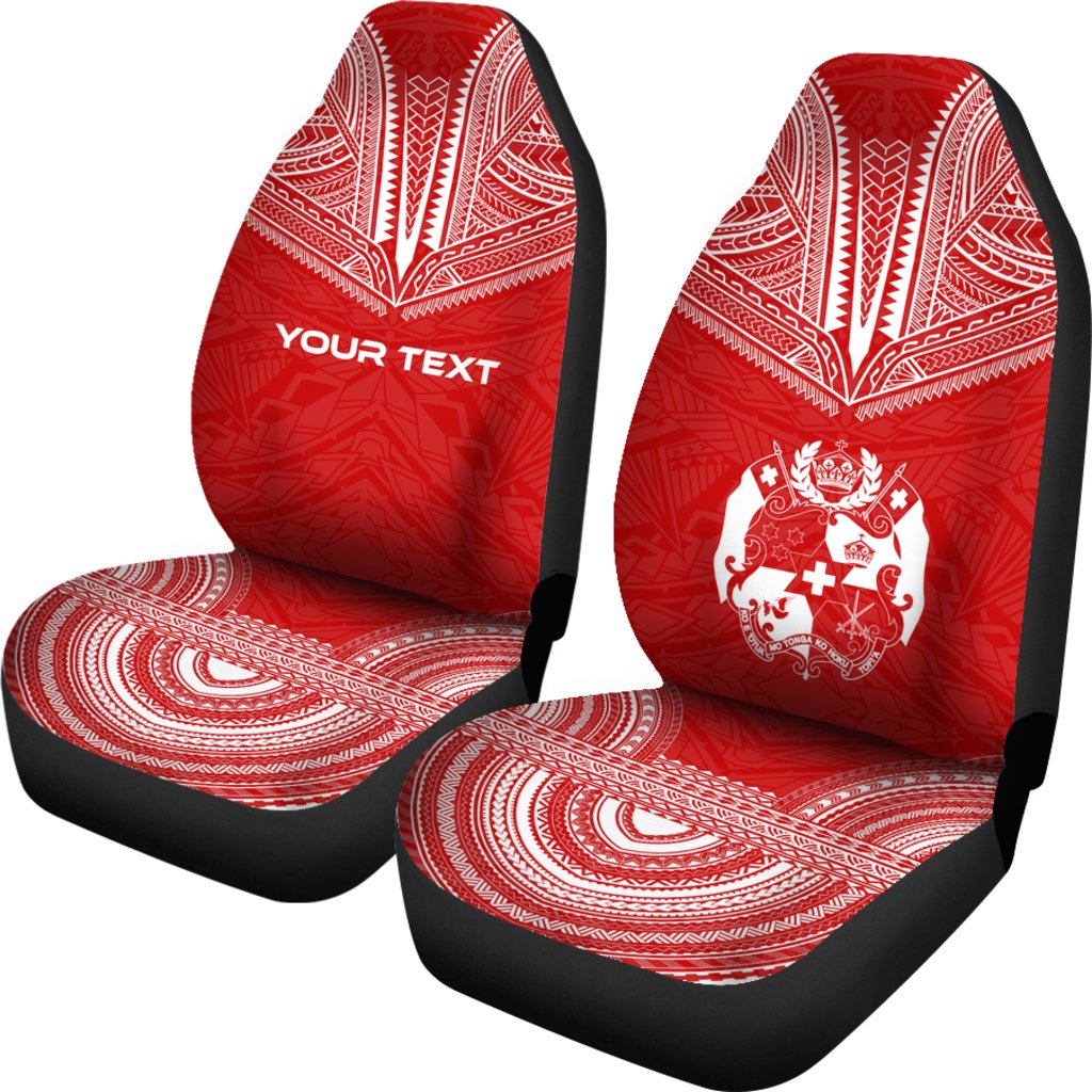Tonga Custom Personalised Car Seat Cover - Tonga Coat Of Arms Polynesian Chief Tattoo Red Version - Polynesian Pride