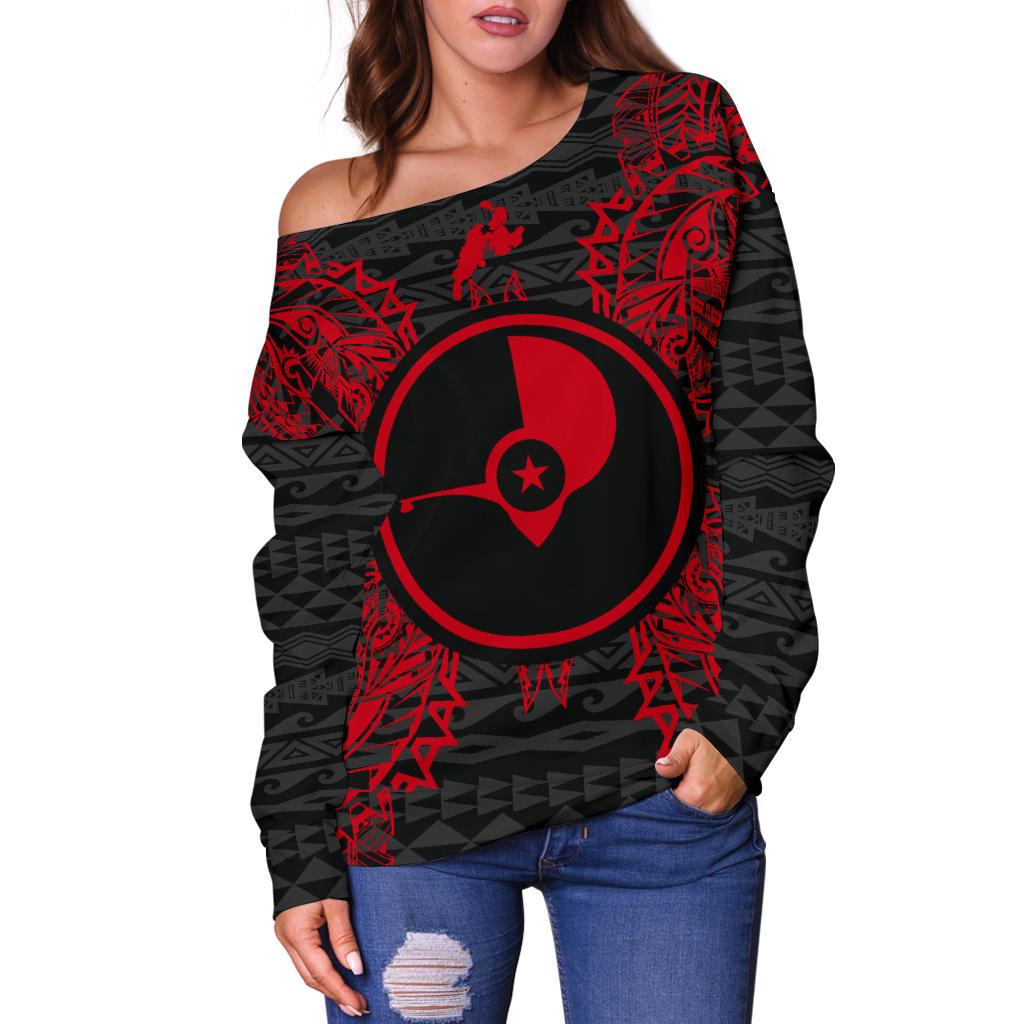 Yap Polynesian Shoulder Sweater Map Red - Polynesian Pride