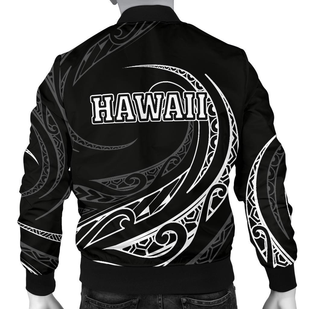 Hawaii Turtle Map Polynesian Men's Bomber Jacket - White - Frida Style - Polynesian Pride