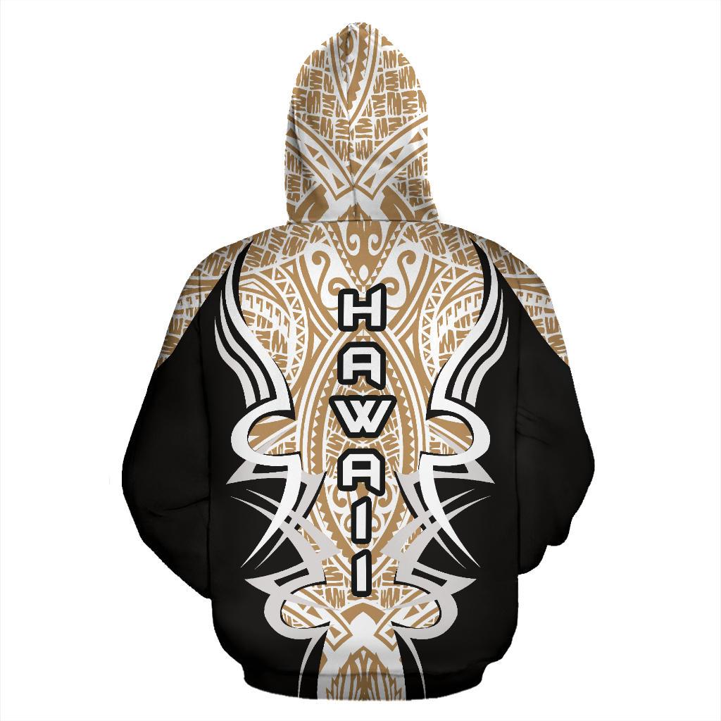 Hawaii Turtle Tribal Gold Hoodie Armor Style - Polynesian Pride