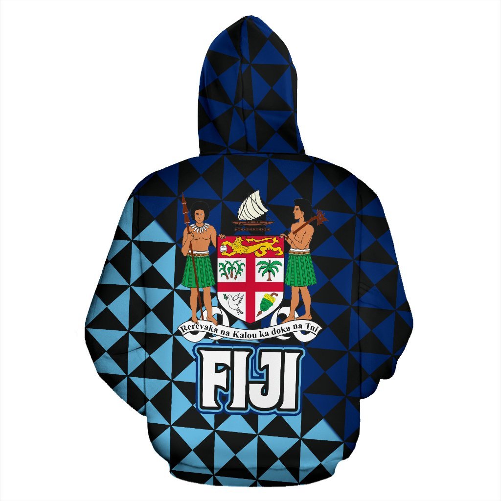 Fiji Polynesian Zip up Hoodie Fiji Flag Coat of Arms New Style - Polynesian Pride