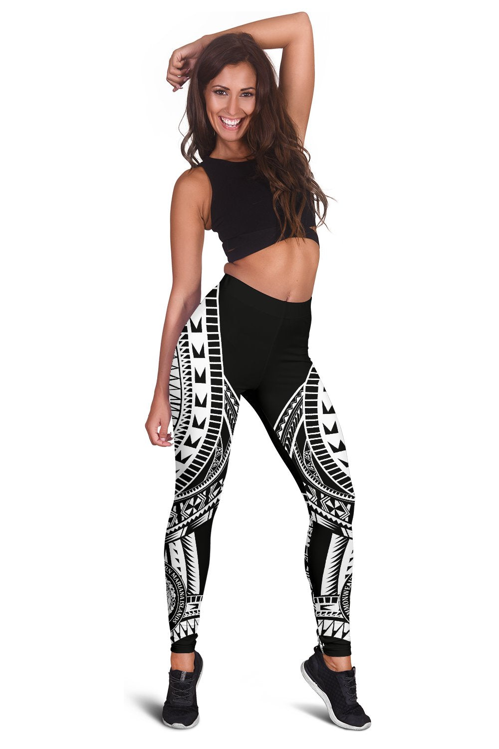 Northern Mariana Islands Women Leggings Polynesian Pattern Black - Polynesian Pride