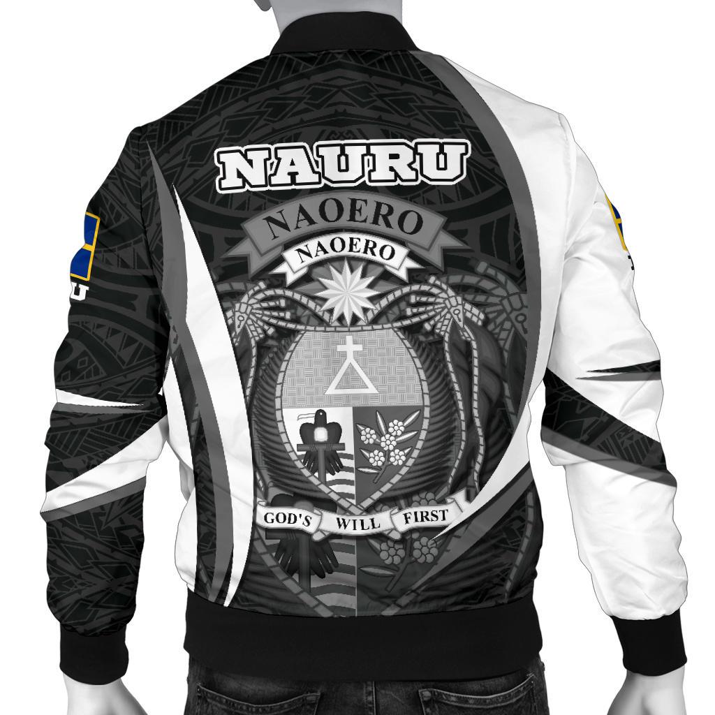 Nauru Polynesian Bomber Jacket (Men) - Nauru Spirit (White) - Polynesian Pride