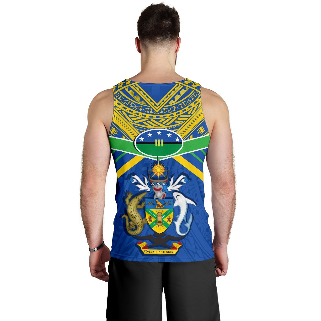 Solomon Islands Men Tank Top Simple Coat Of Arms Rugby - Polynesian Pride