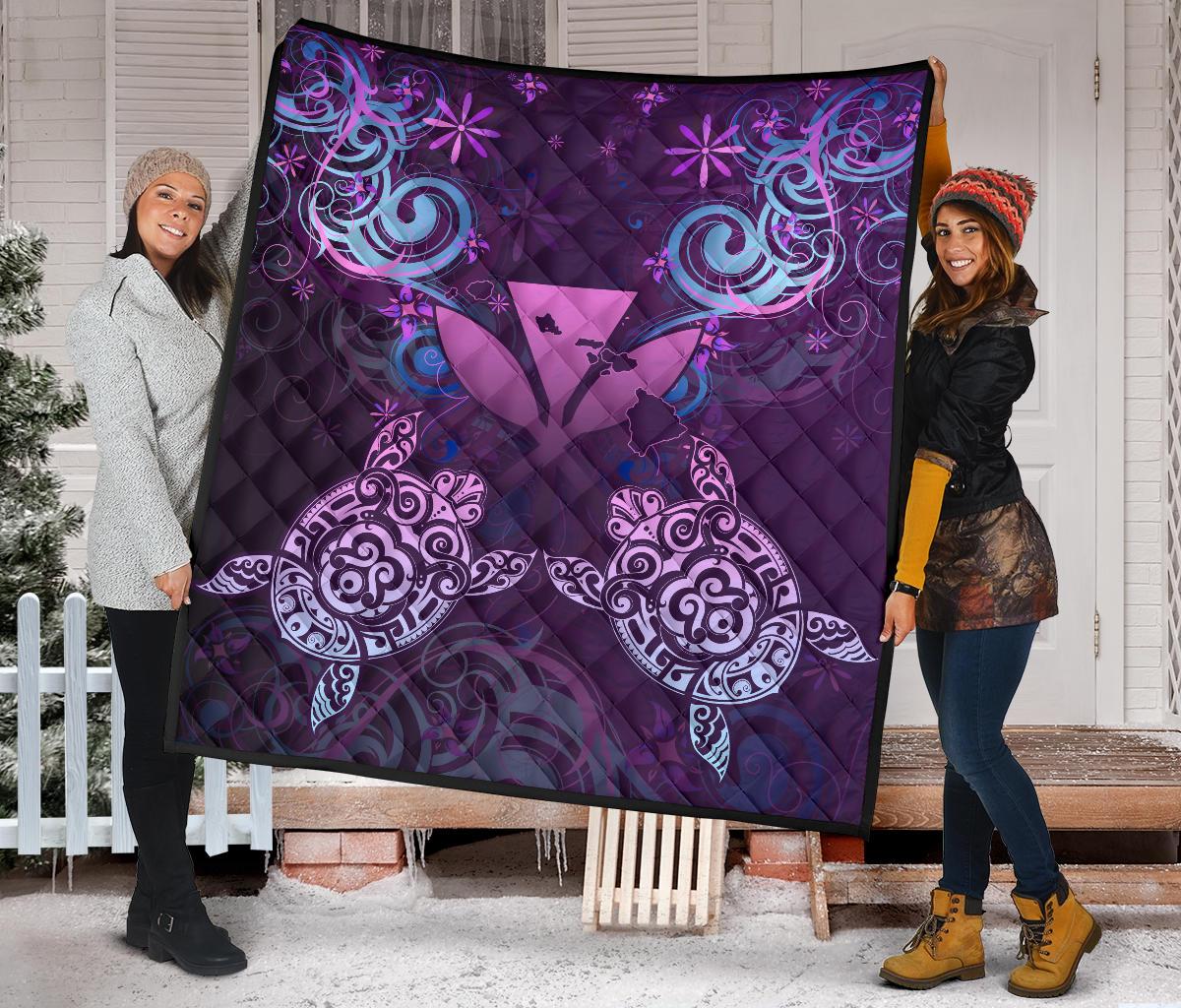 Hawaii Turtle Kanaka Maoli Premium Quilt - Tea Style - AH - Polynesian Pride