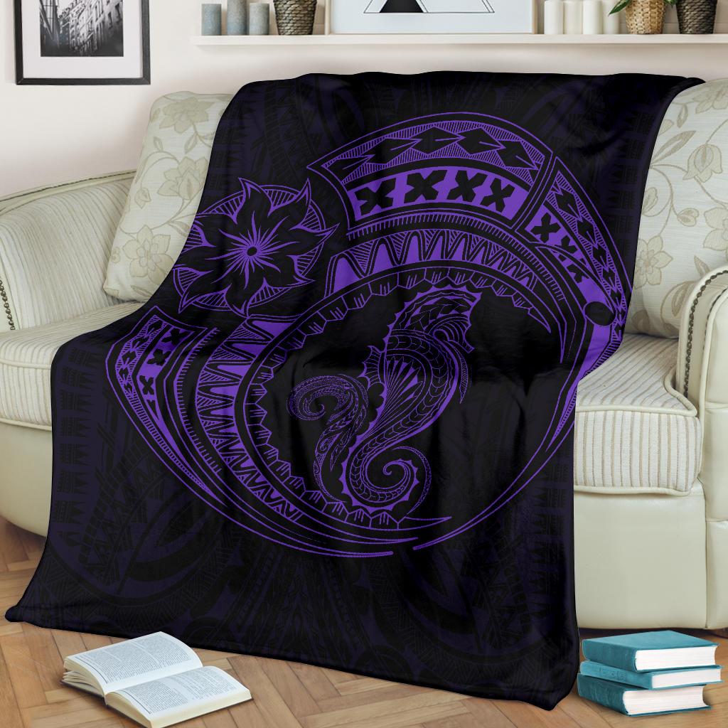 Seahorse Polynesian Blanket - Polynesian Tattoo Purple - Polynesian Pride