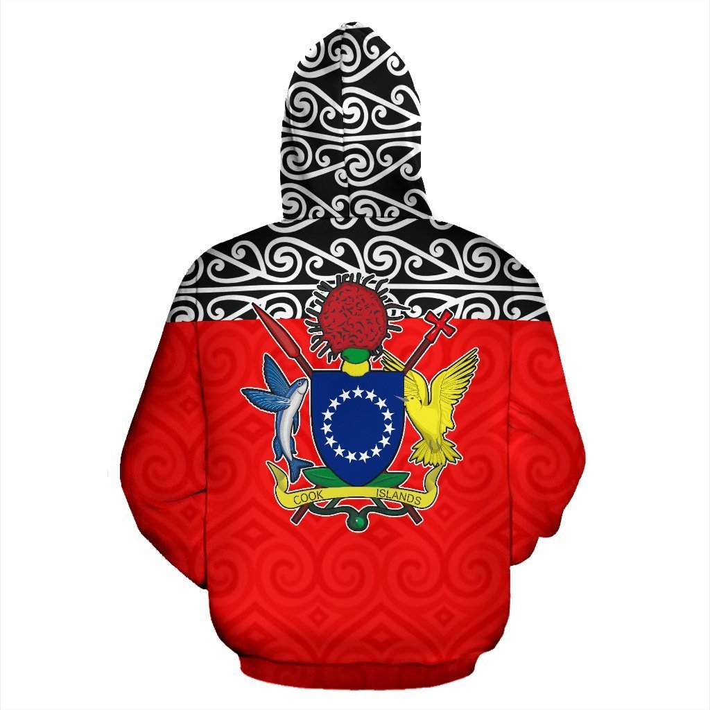 Cook Islands All Over Zip up Hoodie Polynesian Red Version - Polynesian Pride