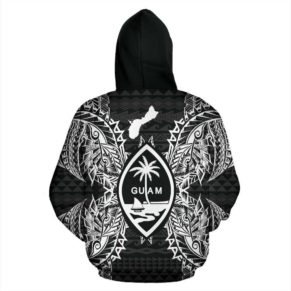 Guam Polynesian ll Over Hoodie Map Black - Polynesian Pride