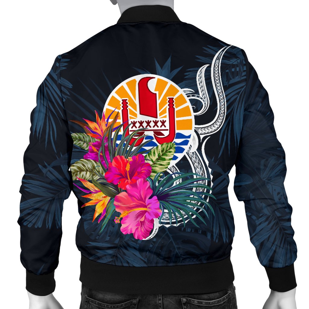 Tahiti Polynesian Men's Bomber Jacket - Tropical Flower - Polynesian Pride