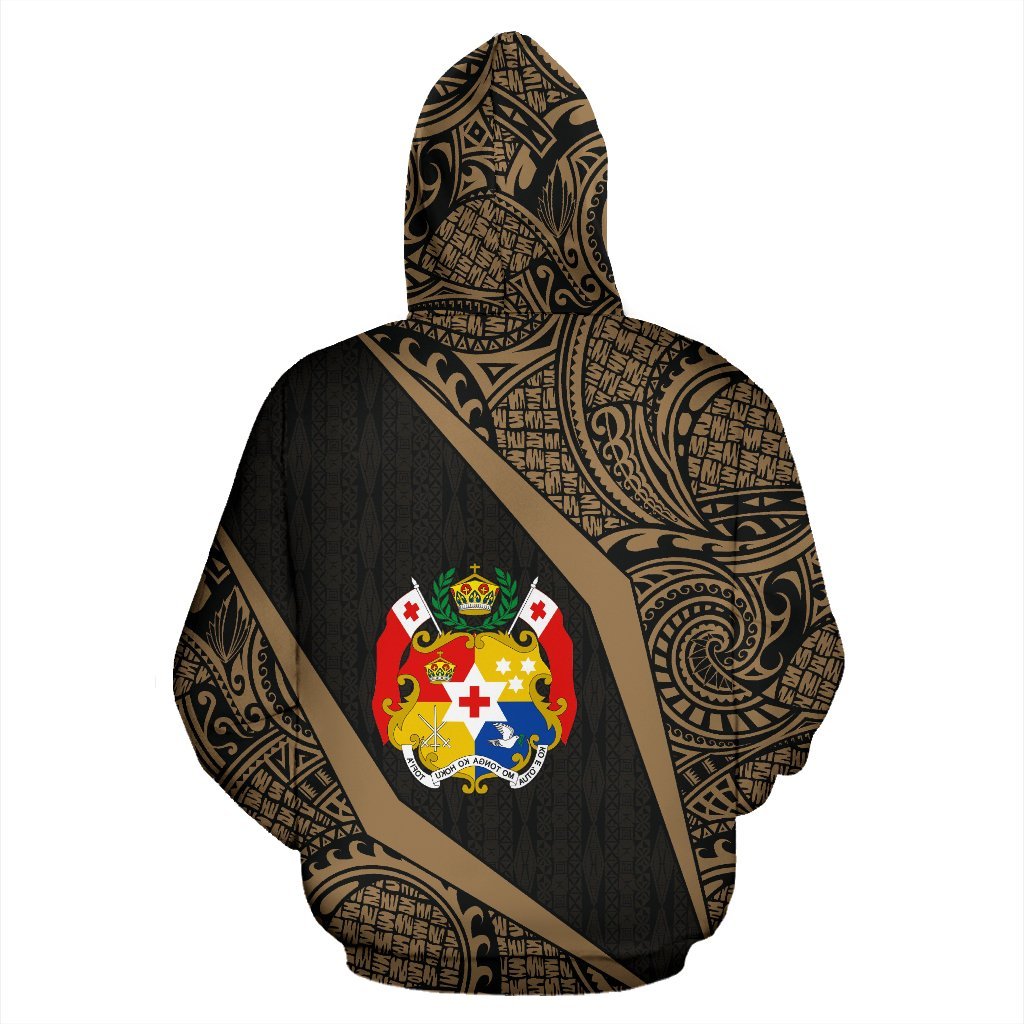 Tonga Polynesian Hoodie Tonga Coat of Arms Polynesian Tattoo Gold - Polynesian Pride