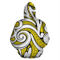 Hawaii Hoodie Polynesian Maori Ethnic Ornament Yellow Pullover - Polynesian Pride