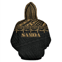 Samoa Polynesian All Over Hoodie Gold Heartbeat Style - Polynesian Pride