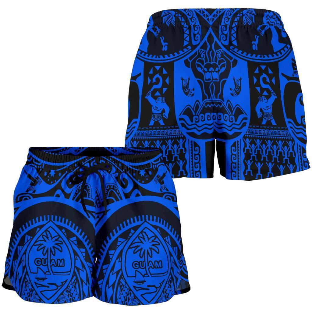 Polynesian Women Shorts - Guam Flag, Seal with Maui Moana Tattoo - Polynesian Pride