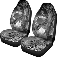 Cook Islands Custom Personalised Car Seat Covers - Humpback Whale with Tropical Flowers (White) - Polynesian Pride