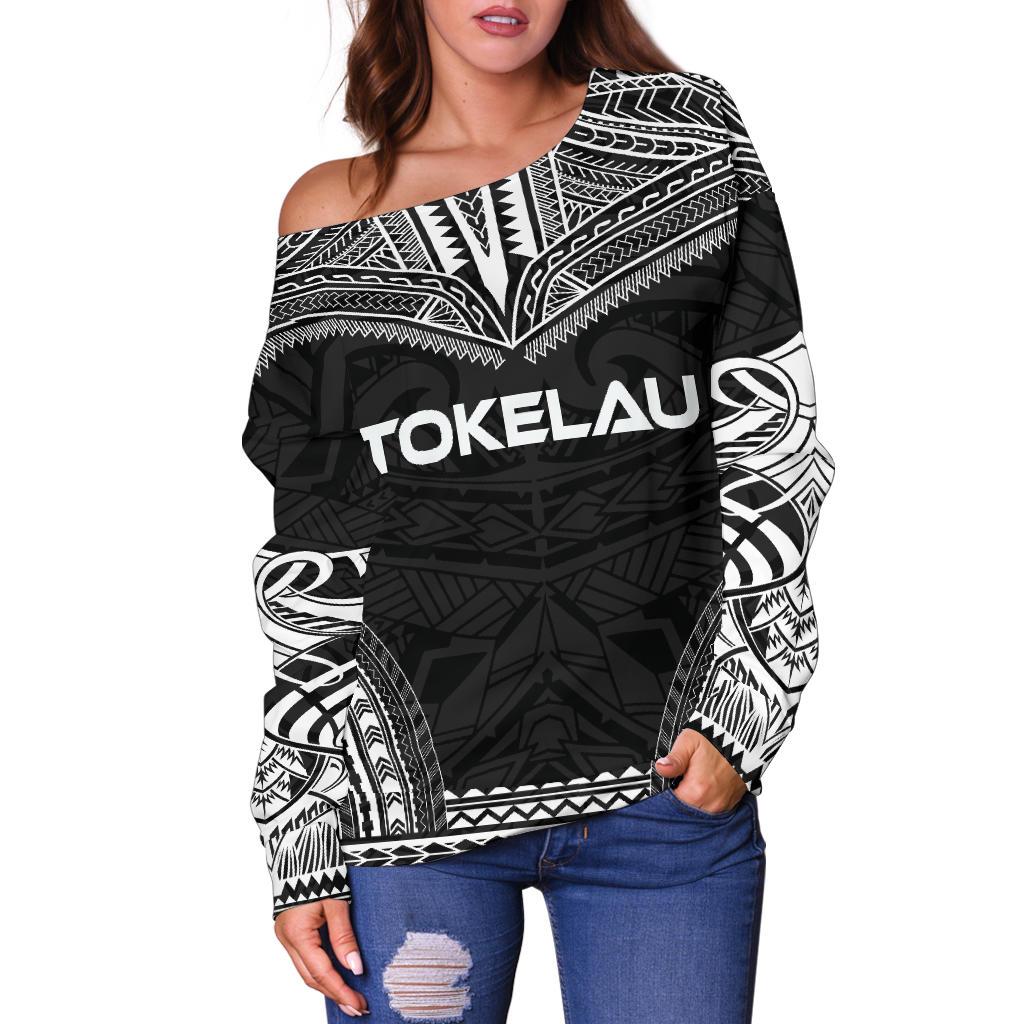 Tokelau Polynesian Chief Women's Off Shoulder Sweater - Black Version - Polynesian Pride