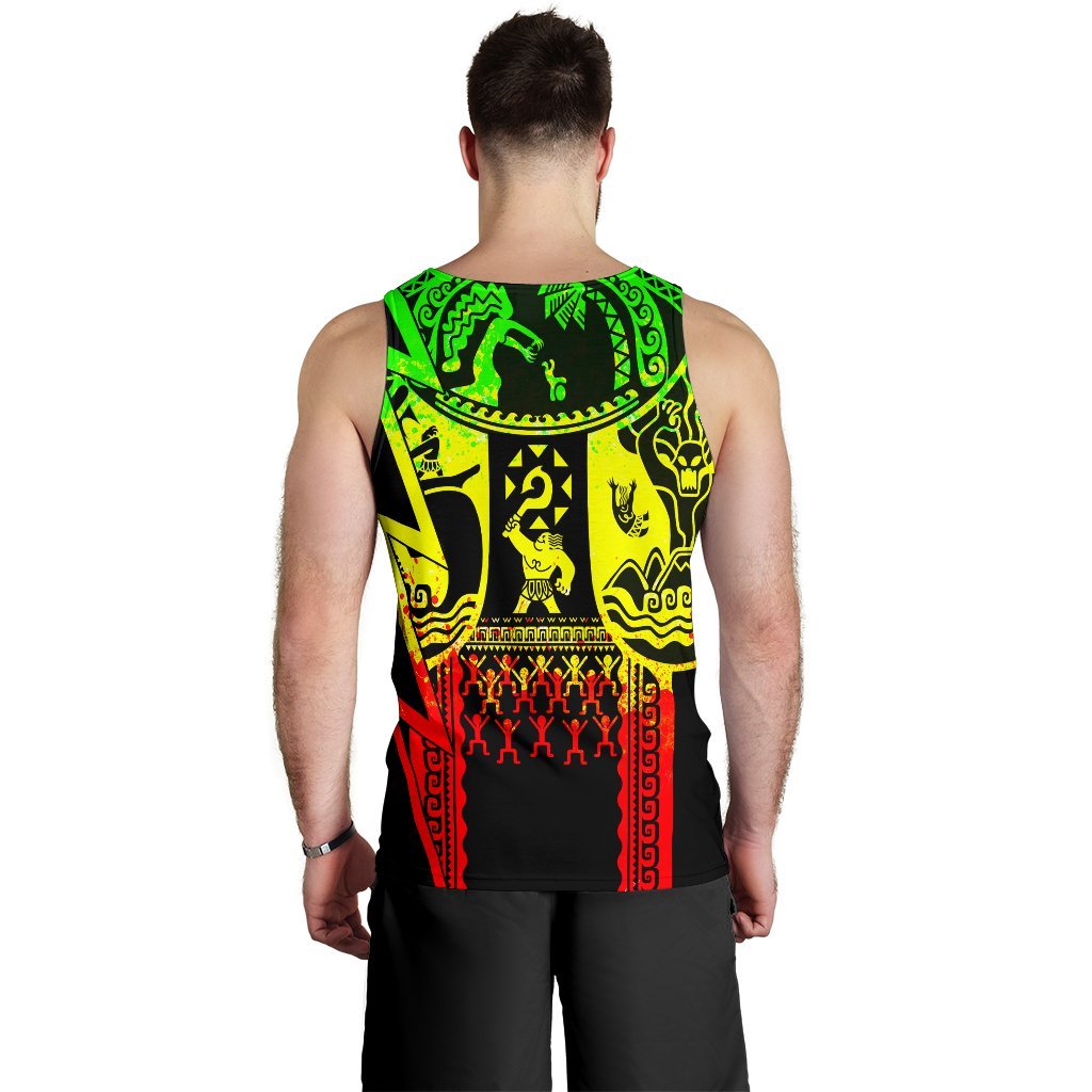 Polynesian Guinea Men's Tank Top - Moana Maui Tattoo With Coat Of Arm Guinea Reggae - Polynesian Pride