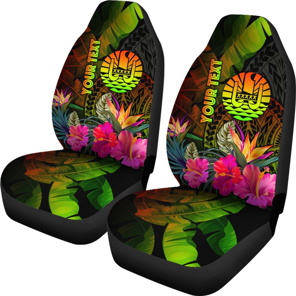 Tahiti Polynesian Personalised car Seat Covers - Hibiscus and Banana Leaves - Polynesian Pride