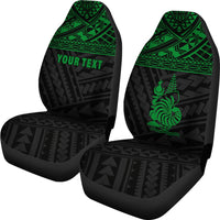 New Caledonia Custom Personalised Car Seat Covers - New Caledonia Green Coat Of Arms Polynesian Tattoo - Polynesian Pride