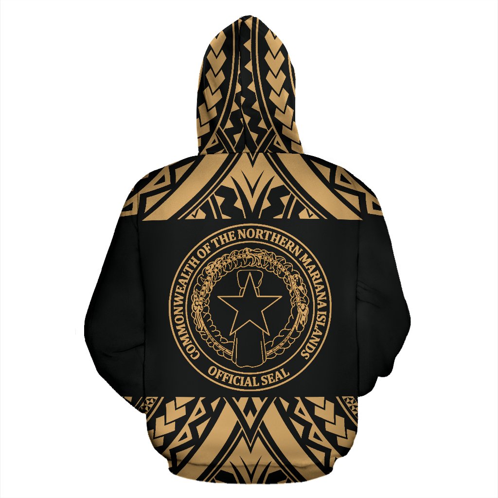 Northern Mariana Islands All Over Hoodie Polynesian Gold Version - Polynesian Pride