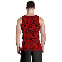 Polynesian Kakau Turtle Red Hawaii Men's Tank Top - Polynesian Pride