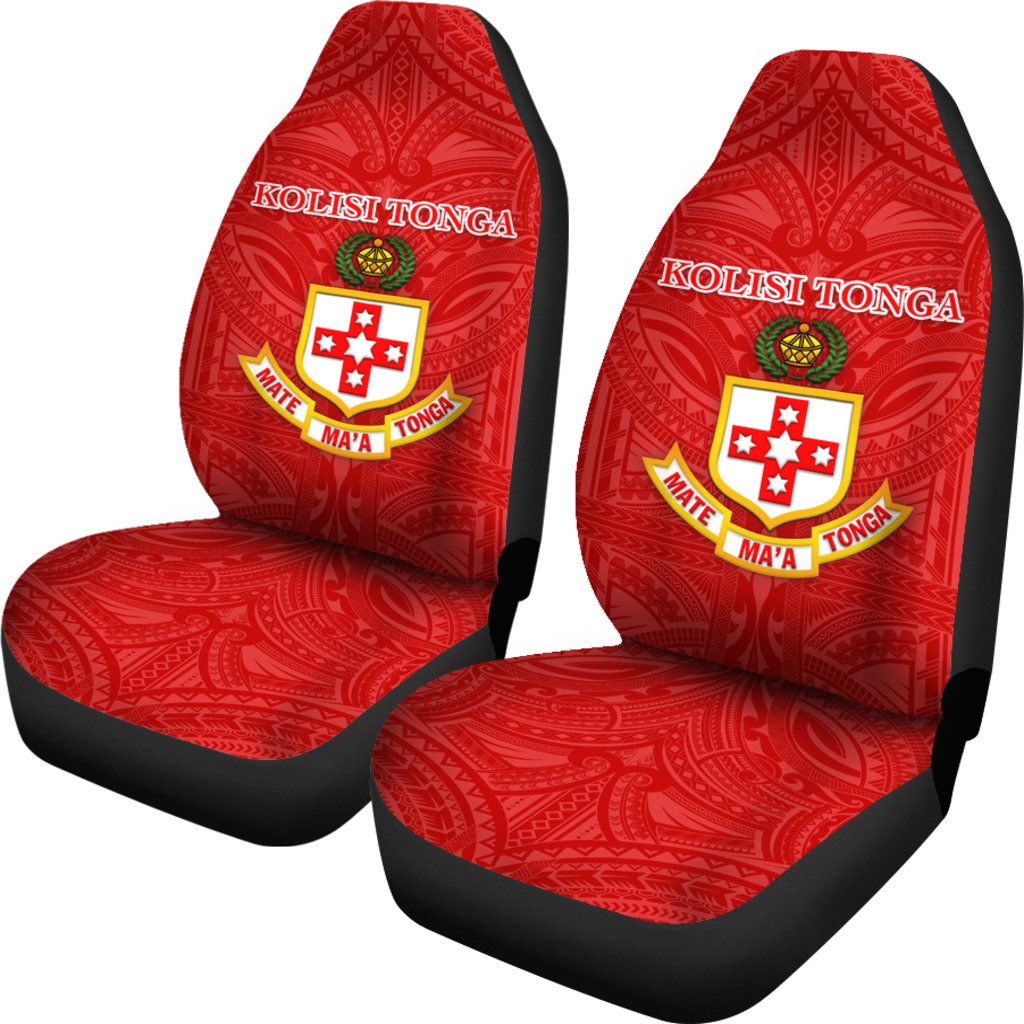 Kolisi Tonga Car Seat Covers Mate Ma'a Tonga Unique Rugby Style Universal Fit Red - Polynesian Pride