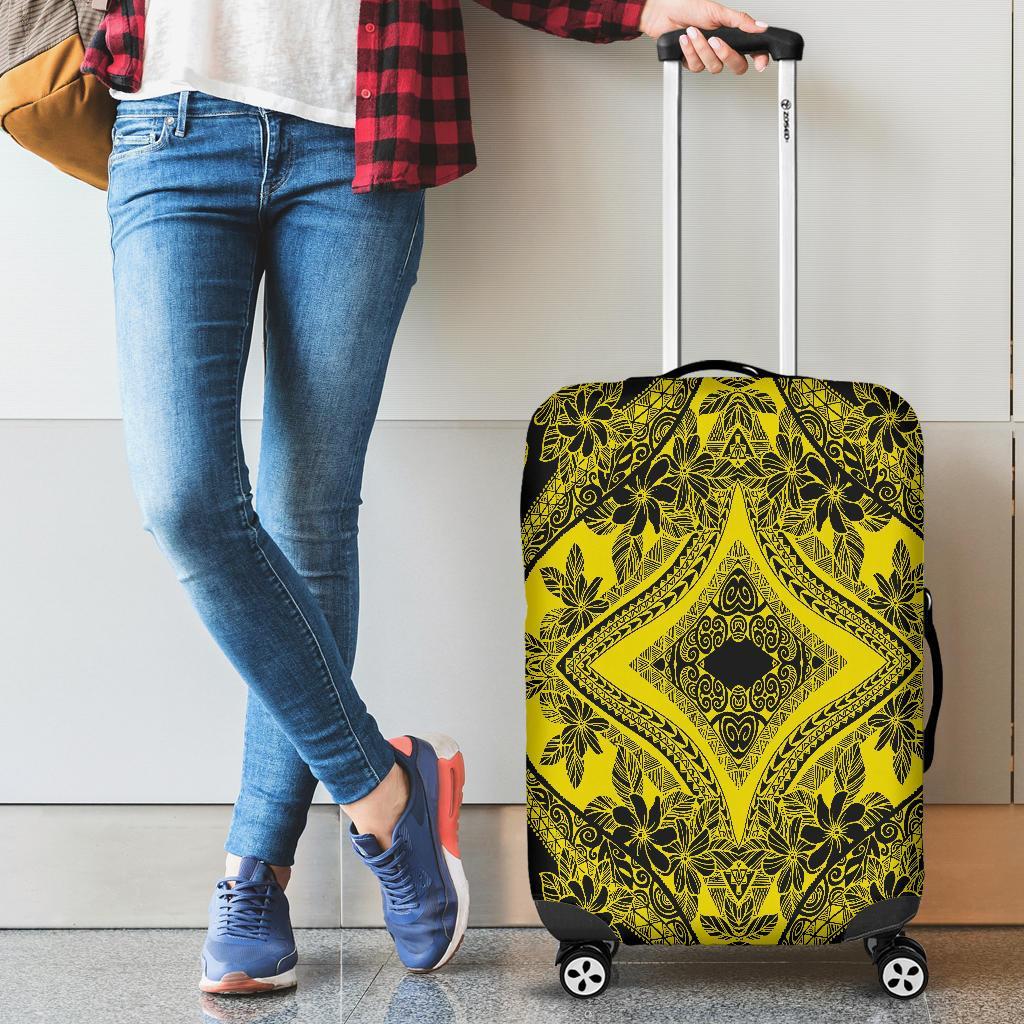 Polynesian Plumeria Mix Yellow Black Luggage Covers Yellow - Polynesian Pride