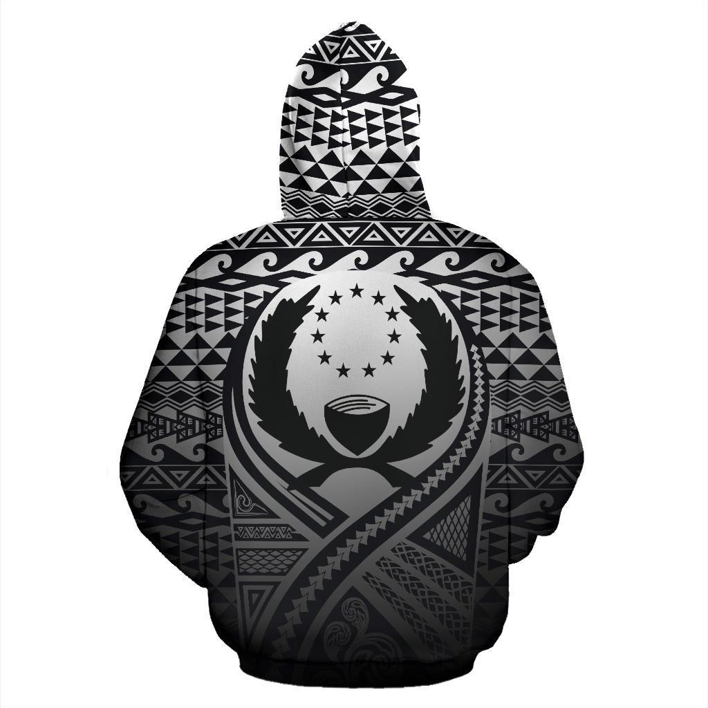 Pohnpei All Over Zip up Hoodie Lift up Black - Polynesian Pride