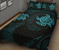 Hawaii Polynesian Turtle Quilt Bed Set Blue - Polynesian Pride
