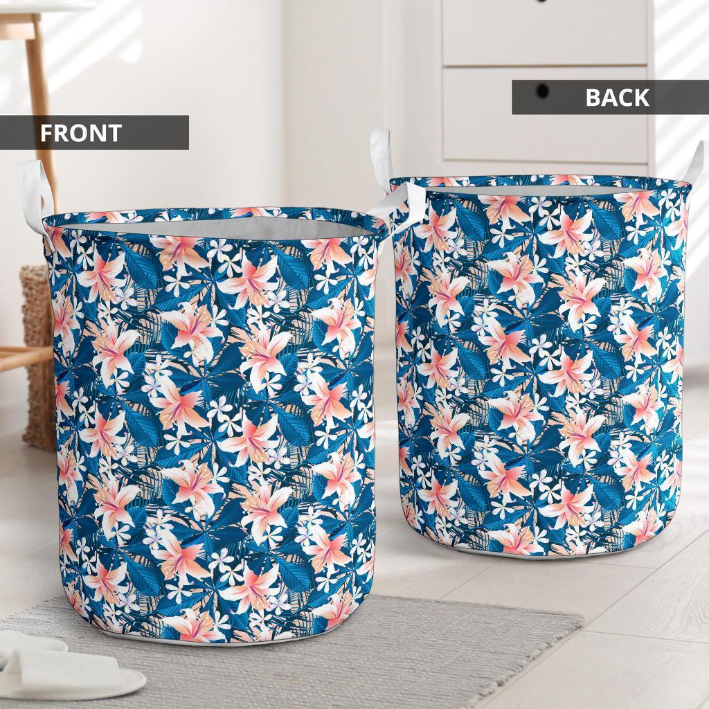 Hawaii Tropical Hibiscus Blue Hawaii Laundry Basket - Polynesian Pride