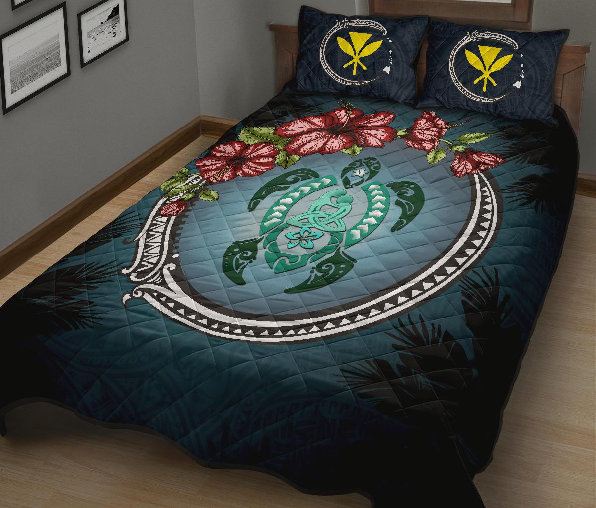 Kanaka Maoli (Hawaiian) Quilt Bed Set - Polynesian Ohana Turtle Hibiscus Mother Son - Polynesian Pride