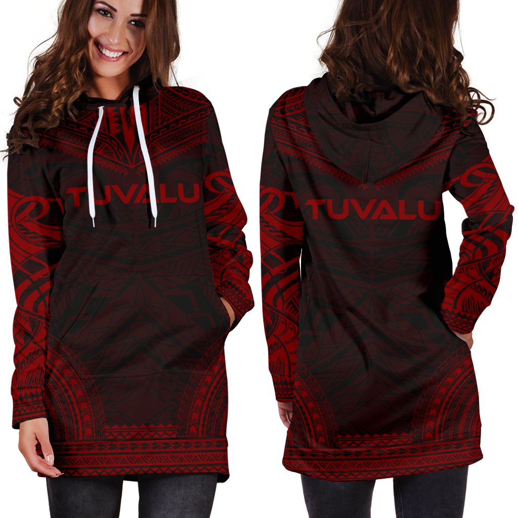 Tuvalu Women's Hoodie Dress - Polynesian Red Chief - Polynesian Pride