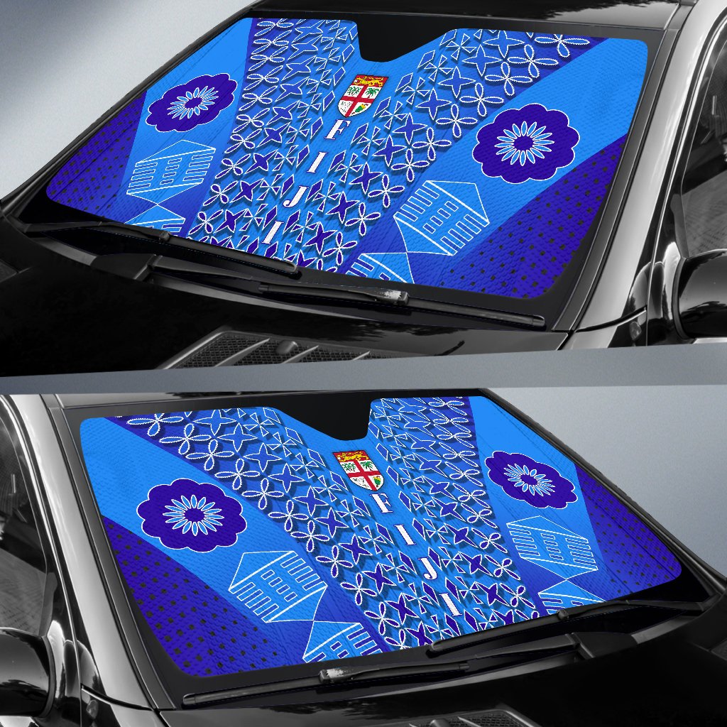 Fiji Drua Auto Sun Shades Tapa - Polynesian Pride
