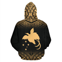 Papua New Guinea Polynesian All Over Custom Zip up Hoodie Gold Fog - Polynesian Pride