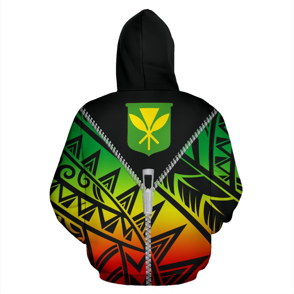 Hawaiian Hoodie Kanaka Maoli Flag With Zipper Style - Polynesian Pride