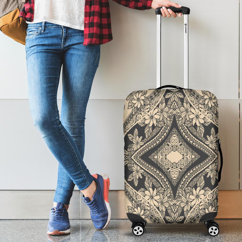 Polynesian Plumeria Mix Gray Luggage Covers Gray - Polynesian Pride