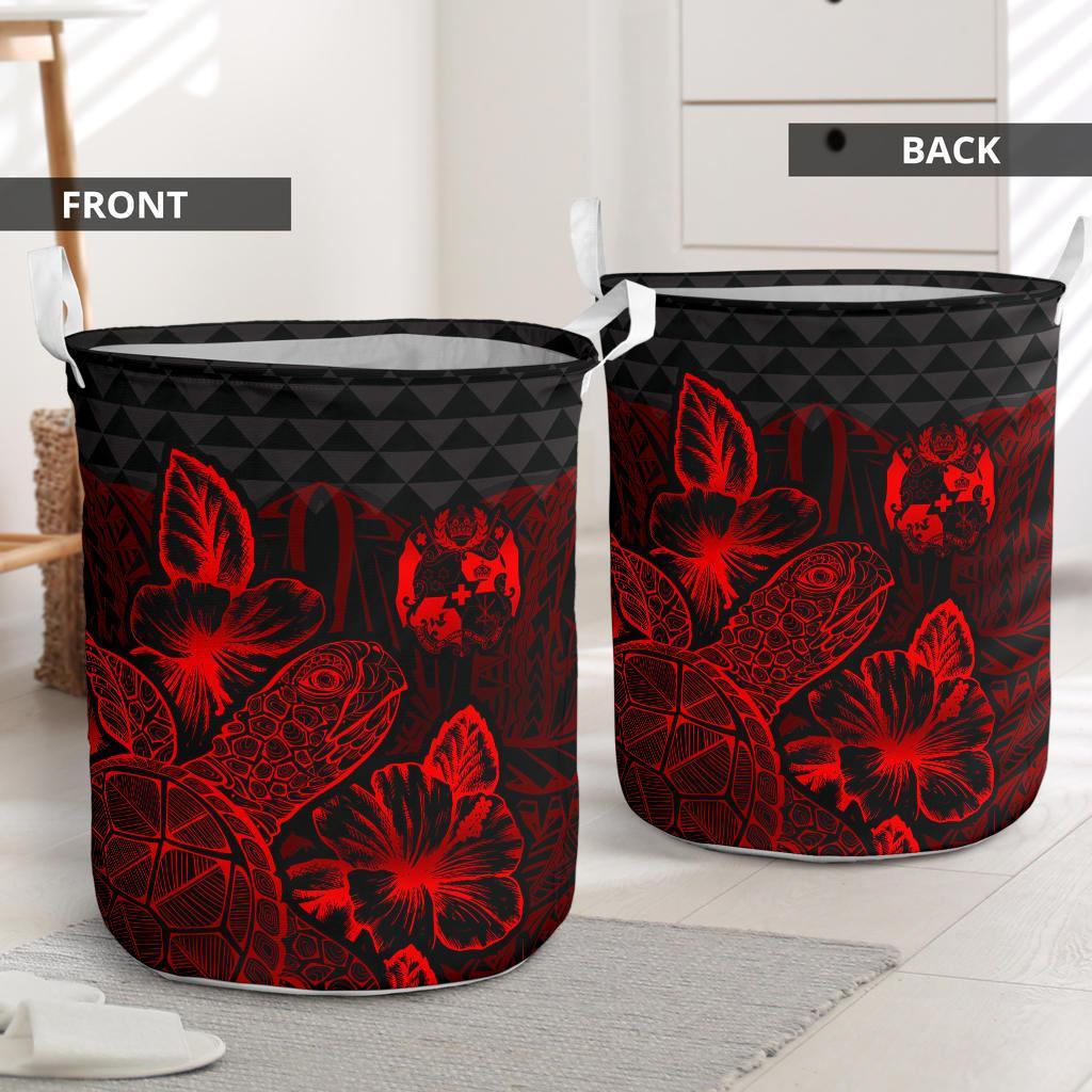 Tonga Laundry Basket - Polynesian Turtle Hibiscus Red - Polynesian Pride