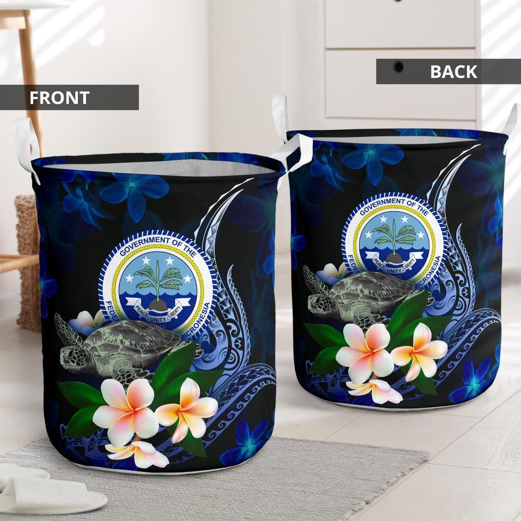 Federated States of Micronesia Laundry Basket - Turtle With Plumeria Flowers - Polynesian Pride