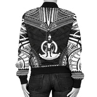 Vanuatu Polynesian Chief Women'S Bomber Jacket - Black Version - Polynesian Pride
