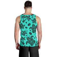 Polynesian Turtle Palm And Sea Pebbles Turquoise Hawaii Men's Tank Top - Polynesian Pride