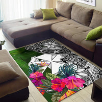 Wallis And Futuna Area Rug White - Turtle Plumeria Banana Leaf - Polynesian Pride