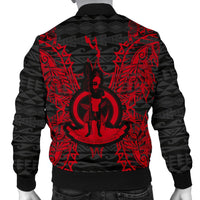 Vanuatu Polynesian Men's Bomber Jacket Map Red - Polynesian Pride