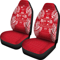 Fiji Car Seat Cover - Fiji Coat Of Arms Map Red White - Polynesian Pride