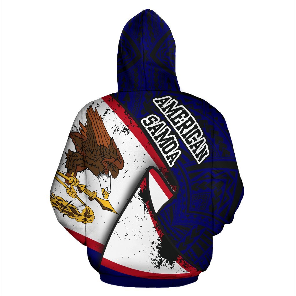 American Samoa Zipper Hoodie American Samoa Seal Flag Grunge Style Special - Polynesian Pride